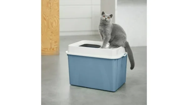 Rotho Eco Berty Kattenbak met Boveningang Blauw/Zand foto 2